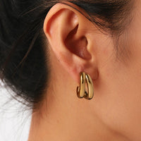 18K Gold Dipped Stainless Steel Double Hoop Earrings