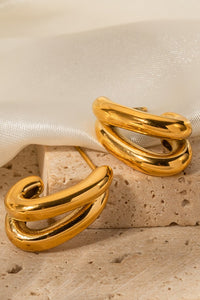 18K Gold Dipped Stainless Steel Double Hoop Earrings