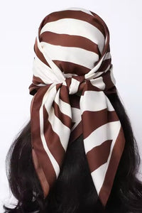 Timeless Vintage Satin Zebra Print Square Scarf