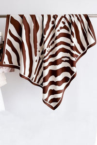 Timeless Vintage Satin Zebra Print Square Scarf