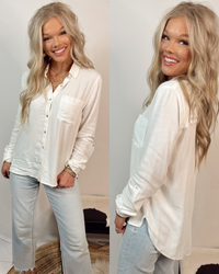 Step Out Long Sleeve Button Down - Off White