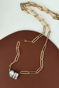 The Divine Duet Double Stone 18K Gold Dipped Necklace