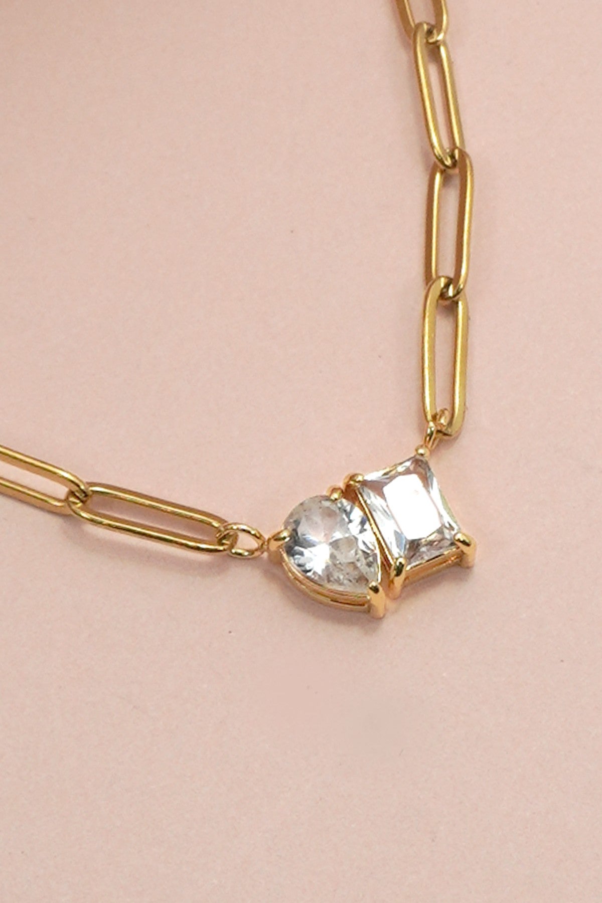 The Divine Duet Double Stone 18K Gold Dipped Necklace