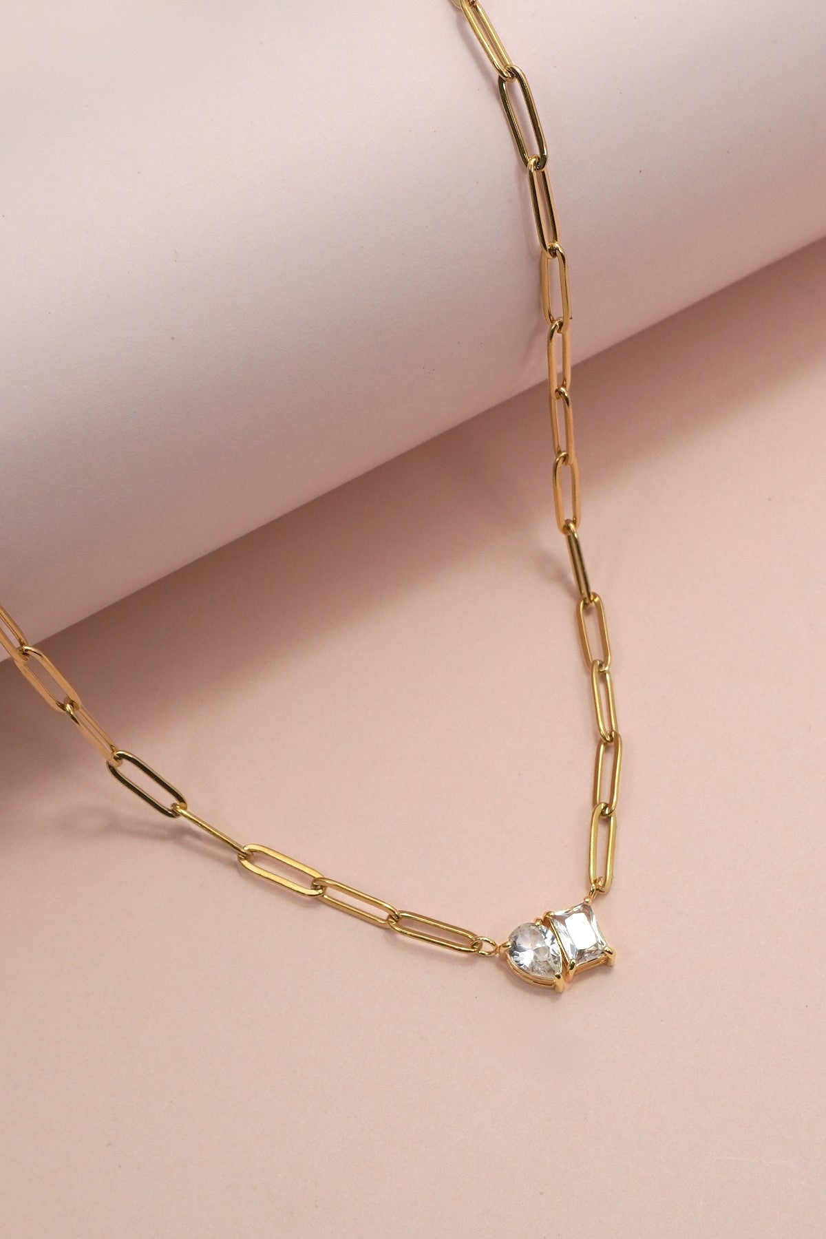 The Divine Duet Double Stone 18K Gold Dipped Necklace