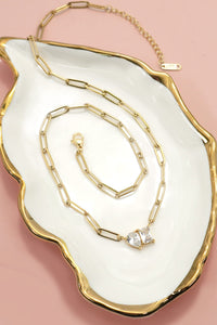 The Divine Duet Double Stone 18K Gold Dipped Necklace