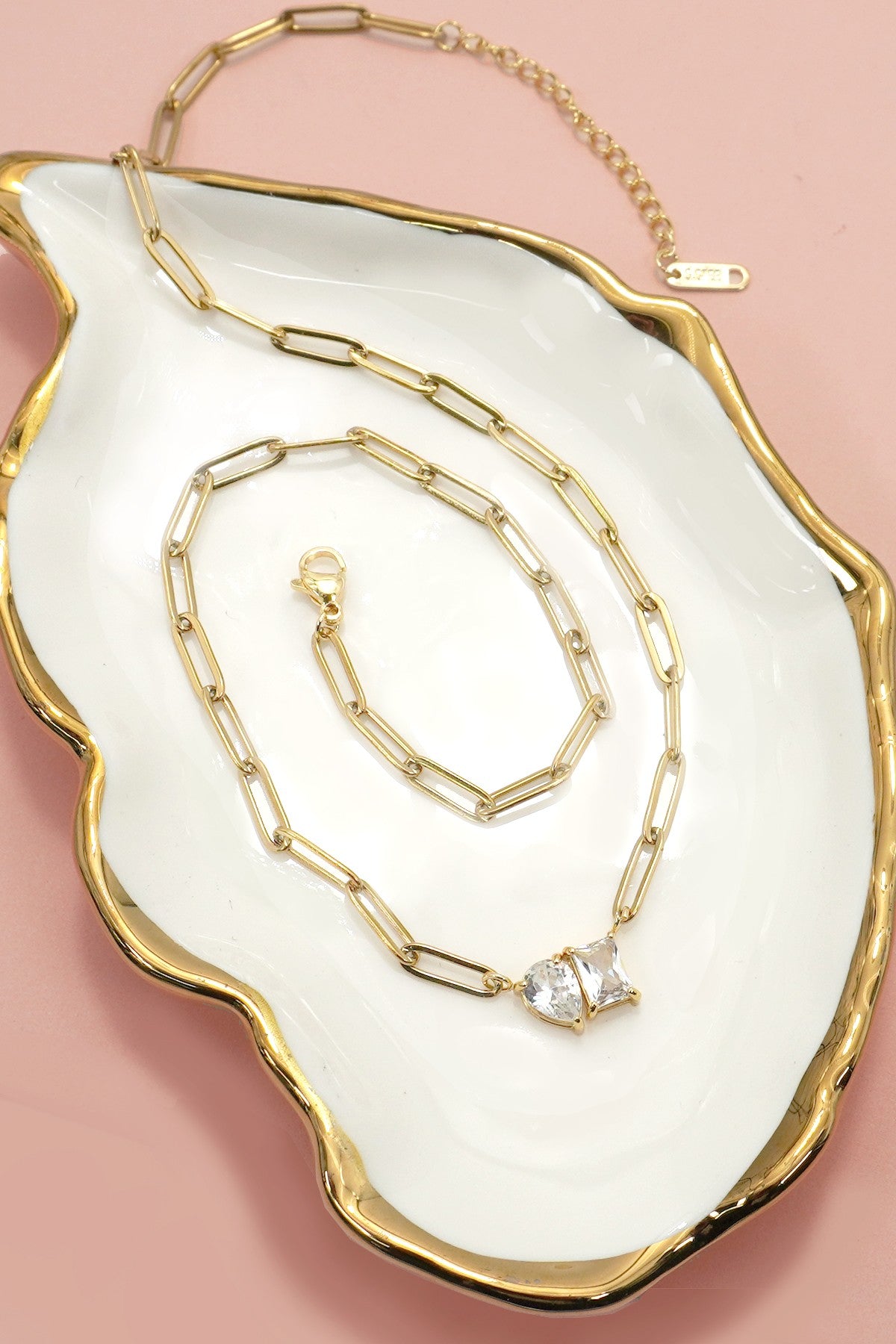 The Divine Duet Double Stone 18K Gold Dipped Necklace