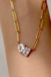 The Divine Duet Double Stone 18K Gold Dipped Necklace