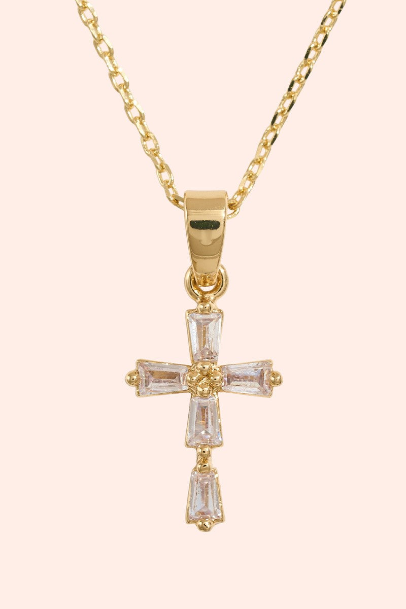 Forever In My Heart Boxed 14K Gold Dipped Cubic Zirconia Cross Necklace