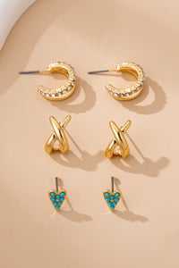 Bali Blue Luxe Trio Assorted Earrings - Set of 3