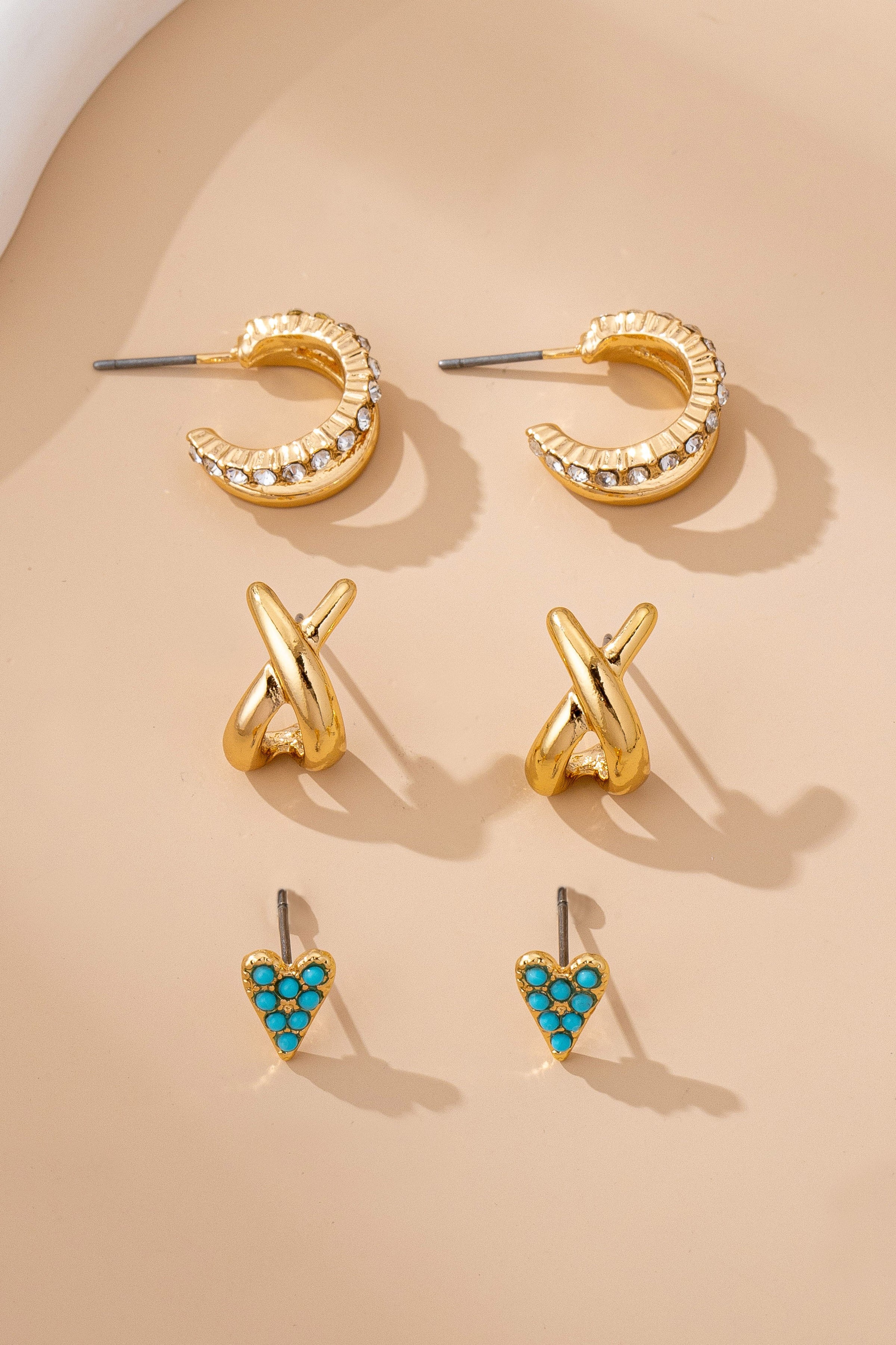 Bali Blue Luxe Trio Assorted Earrings - Set of 3