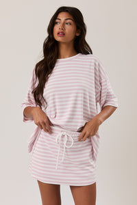 Lemon Drop Oversized Striped Super Soft Top -- PINK