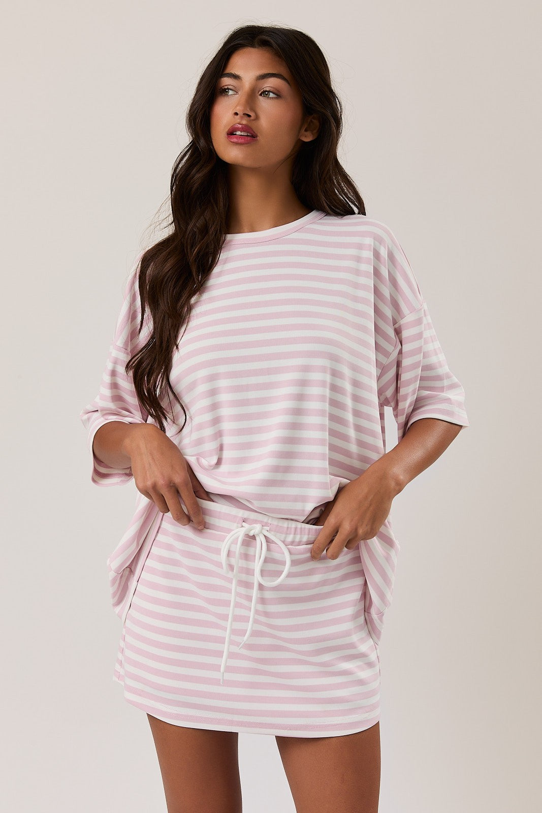Lemon Drop Oversized Striped Super Soft Top -- PINK