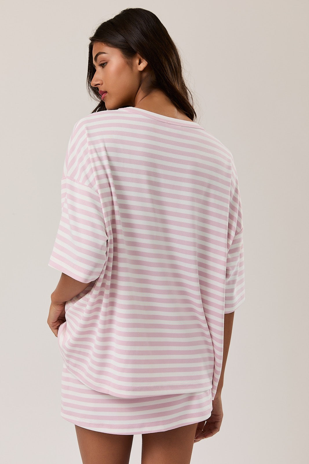 Lemon Drop Oversized Striped Super Soft Top -- PINK