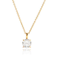 Simple Elegance Solitaire Round 18K Gold Plated Stainless Steel Necklace