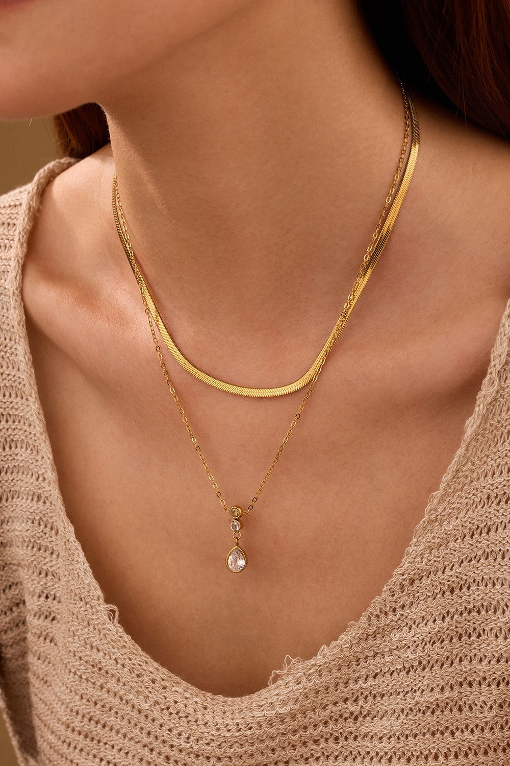 Layered Luxe 18K Stainless Steel 2-Piece Layered Necklace