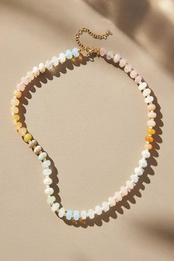 Beautifully Blended Pastel Parfait Beaded Natural Stone Necklace