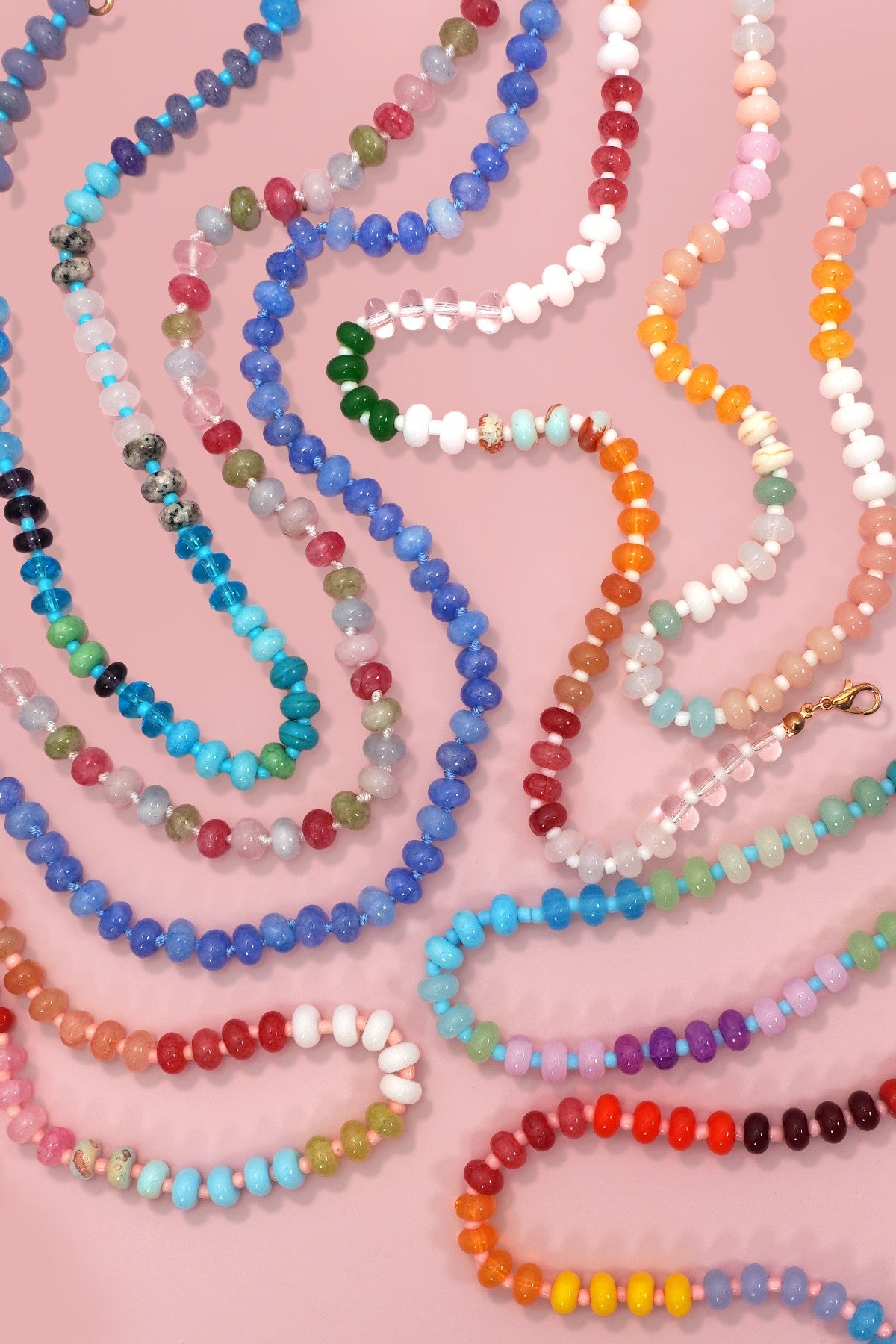 Beautifully Blended Summer Sorbet Beaded Natural Stone Necklace