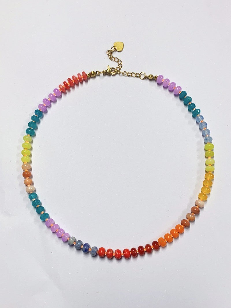 Beautifully Blended Summer Sorbet Beaded Natural Stone Necklace