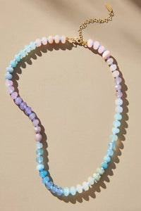 Beautifully Blended Lavender Rain Beaded Natural Stone Necklace
