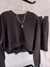 Simply Cropped Sweatshirt- Black