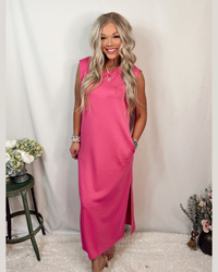 Soft + Chic Cap Sleeve Maxi Dress - Pink