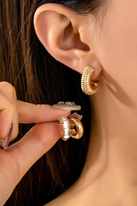 Everyday Luxury Gold Mixed Texture Mini Hoop Earrings Set of 3