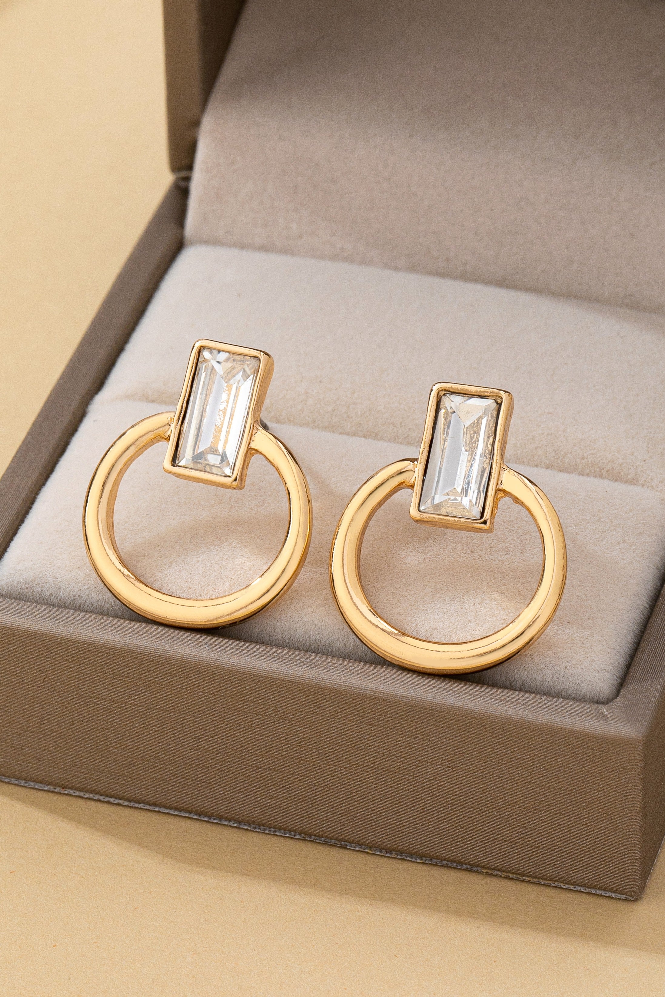 Clearly Chic Crystal Cut Door Knocker Earrings
