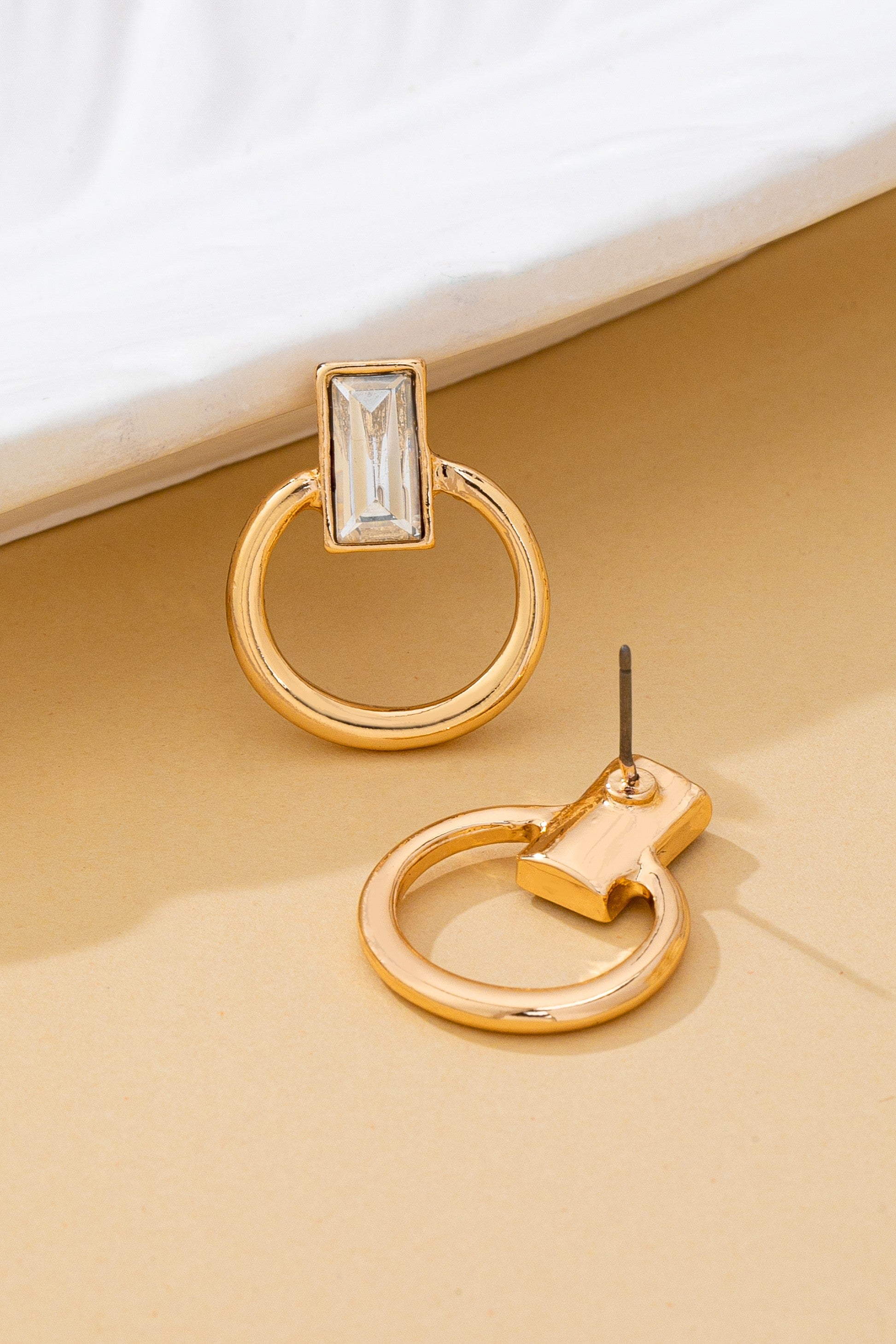 Clearly Chic Crystal Cut Door Knocker Earrings