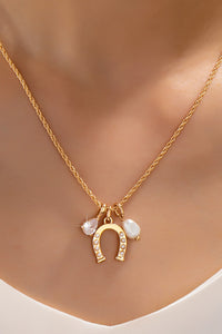 Lucky Pearl Trio Charm Necklace