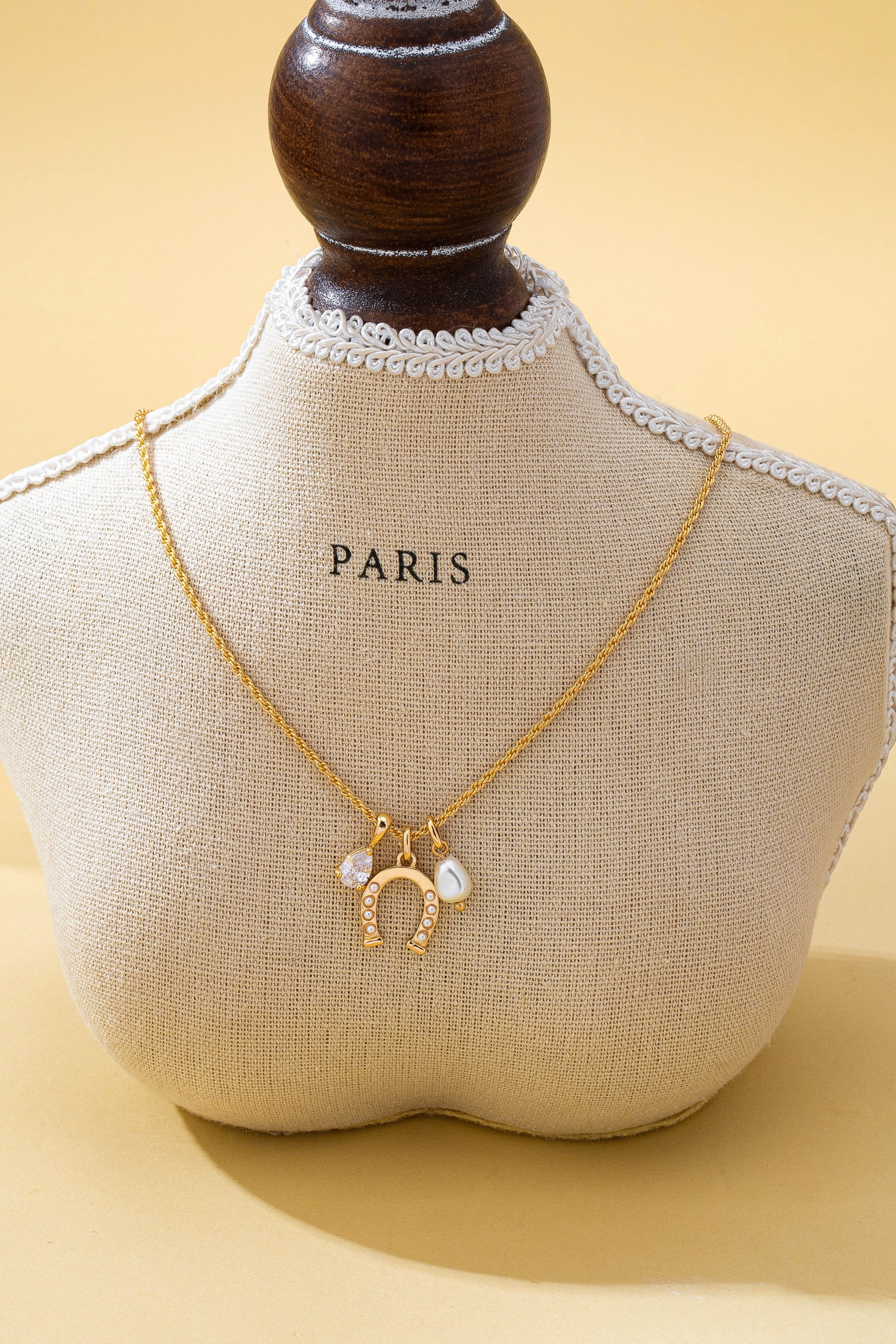 Lucky Pearl Trio Charm Necklace