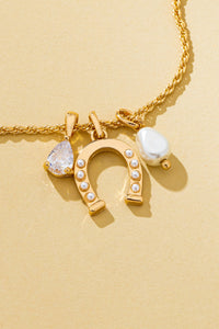 Lucky Pearl Trio Charm Necklace