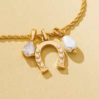 Lucky Pearl Trio Charm Necklace
