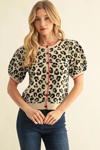 Caught in The Wild Leopard Print Button Up Top / Cardigan - Taupe