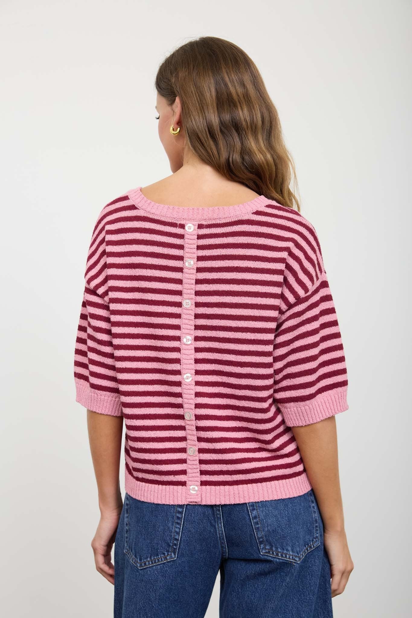 Cherry On Top Striped Short Sleeve Knit Top