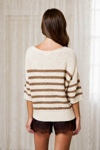 Mocha Mornings Striped Knit Sweater