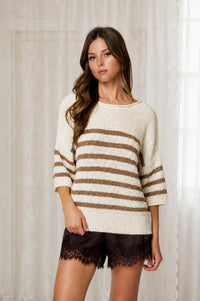 Mocha Mornings Striped Knit Sweater
