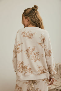 Bloom & Breeze Floral Crew Neck Pullover - Khaki