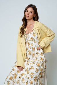 Golden Hour Button Down Knit Cardigan - Butter Yellow