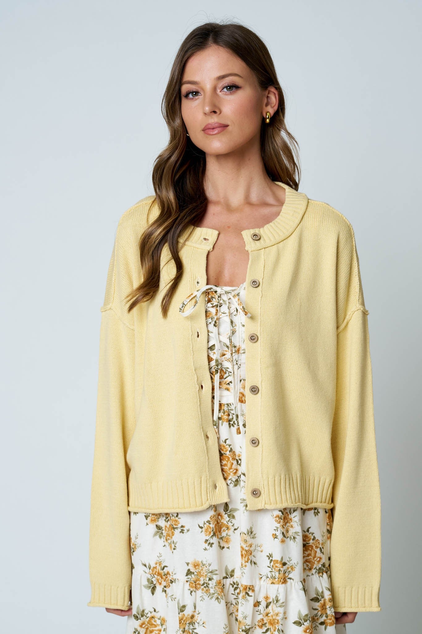 Golden Hour Button Down Knit Cardigan - Butter Yellow