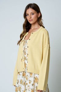 Golden Hour Button Down Knit Cardigan - Butter Yellow