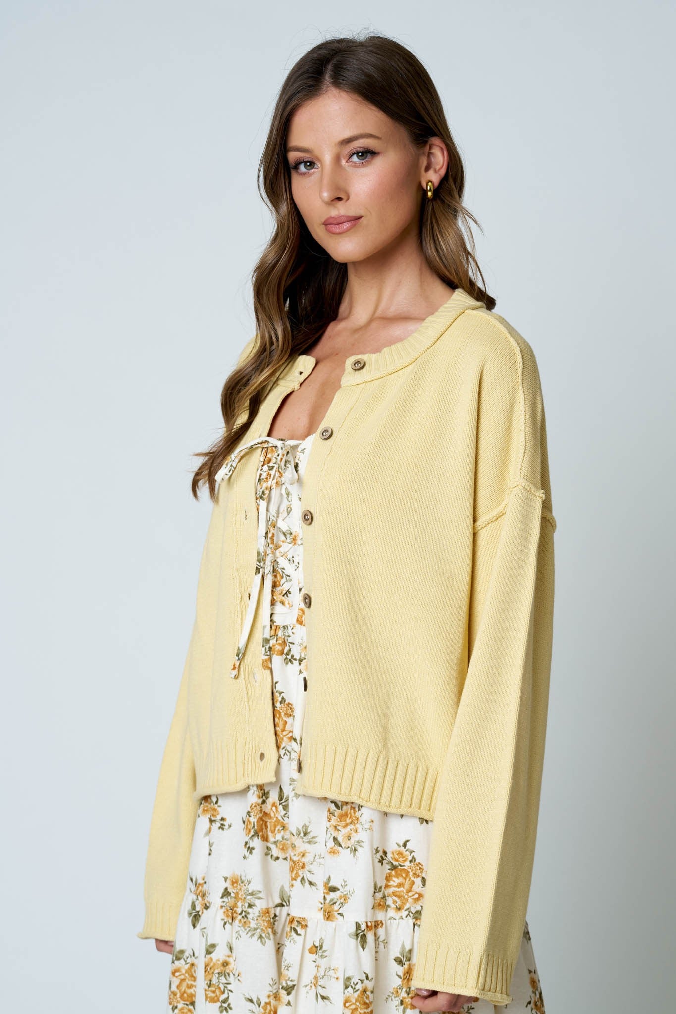 Golden Hour Button Down Knit Cardigan - Butter Yellow