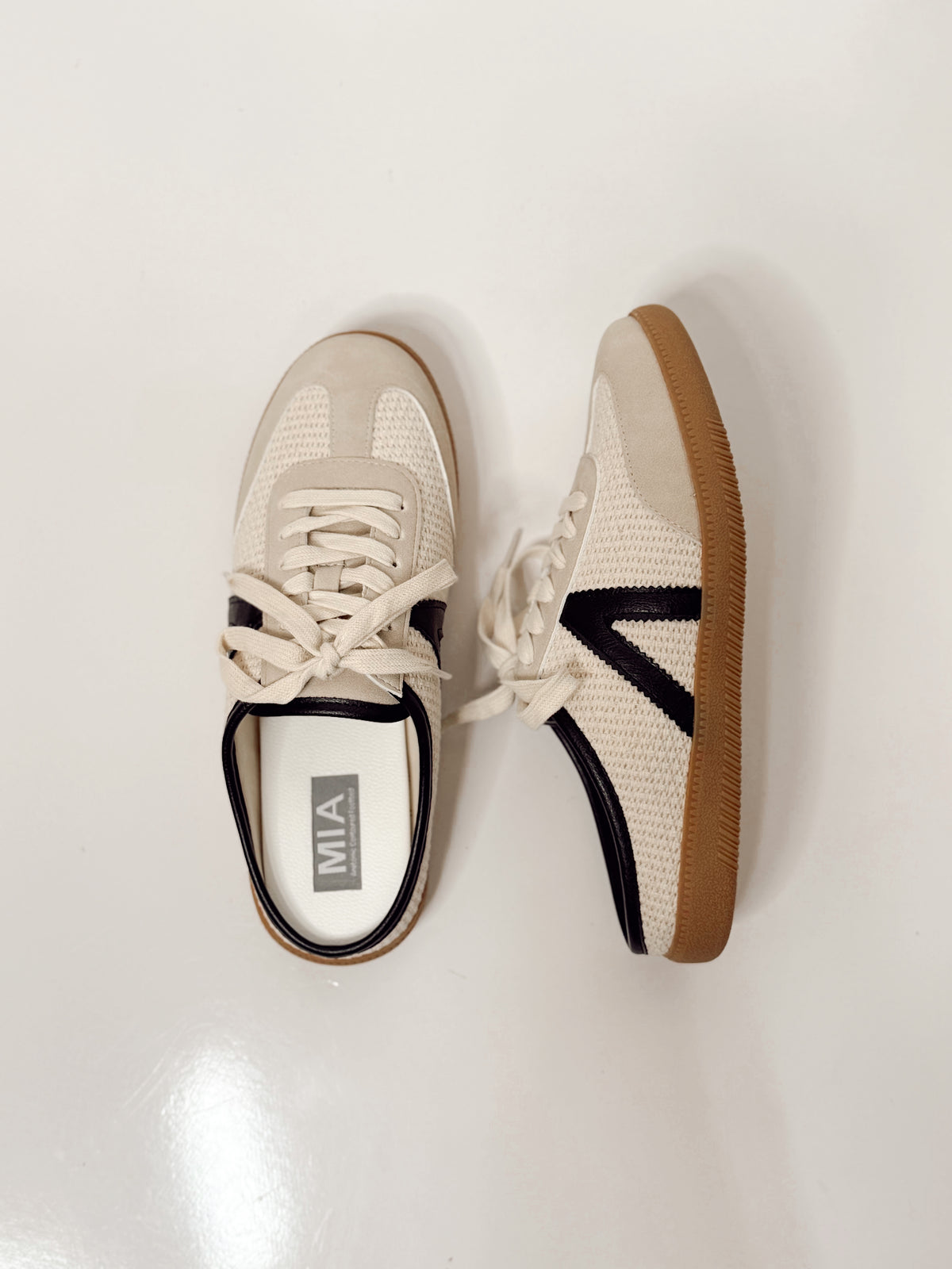MIA Baron Off White + Black Slip On Mule Sneakers