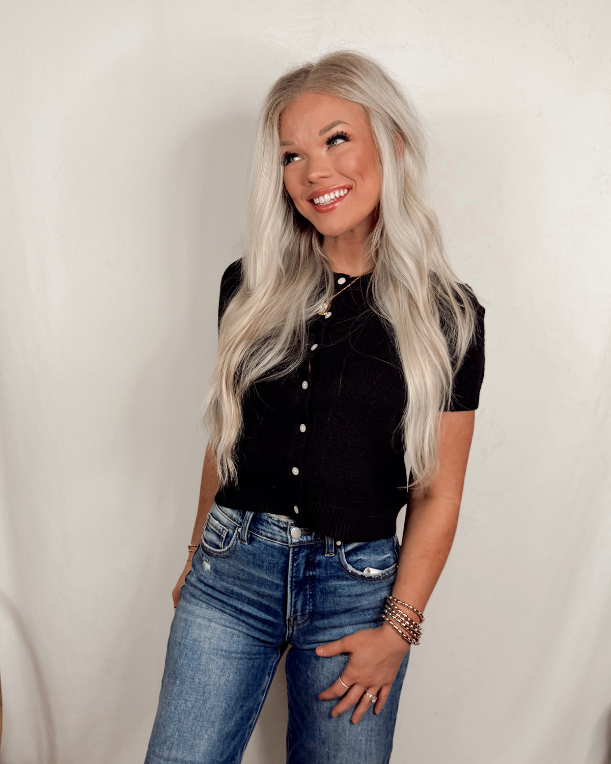 Polished & Proper Button Up Knit Top - Black