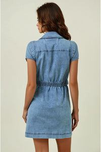 Backstage Babe Blue Jean Denim Detailed Dress