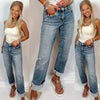 Summer Nights Cuffed High Rise Straight Leg Jeans