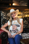Gold Studded Designer Cowboy Graphic Muscle Tee