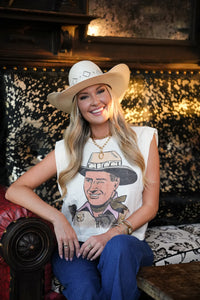 Gold Studded Designer Cowboy Graphic Muscle Tee