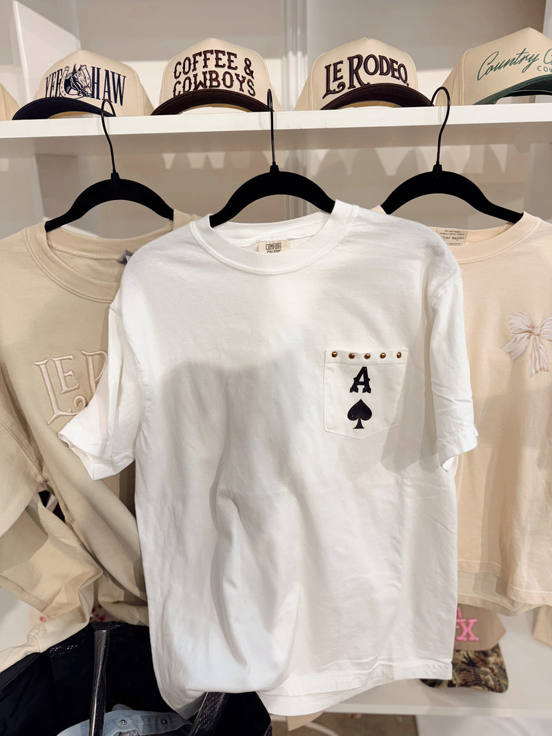 Lucky Ace Of Spades Studded Graphic Tee