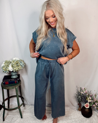 Soft Reset Mineral Wash Scuba Lounge Set - Denim