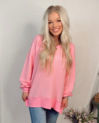 St Croix Oversized Crewneck Sweater in Candy Pink